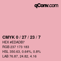 カラーコード: CMYK 0 / 27 / 23 / 7 | qconv.com