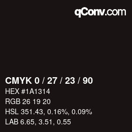 カラーコード: CMYK 0 / 27 / 23 / 90 | qconv.com