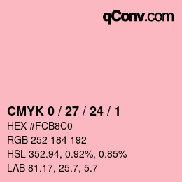 カラーコード: CMYK 0 / 27 / 24 / 1 | qconv.com