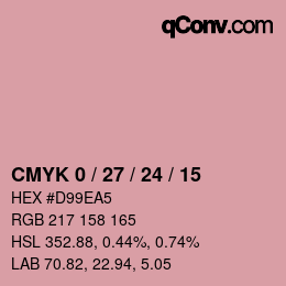 カラーコード: CMYK 0 / 27 / 24 / 15 | qconv.com
