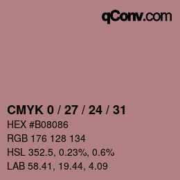 颜色代码: CMYK 0 / 27 / 24 / 31 | qconv.com