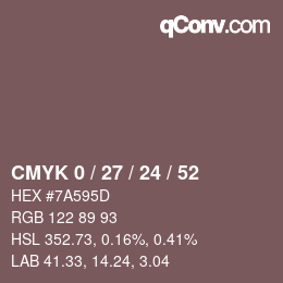 カラーコード: CMYK 0 / 27 / 24 / 52 | qconv.com