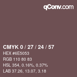 颜色代码: CMYK 0 / 27 / 24 / 57 | qconv.com