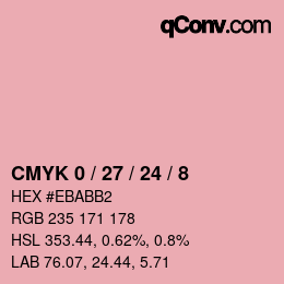 カラーコード: CMYK 0 / 27 / 24 / 8 | qconv.com