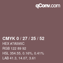 カラーコード: CMYK 0 / 27 / 25 / 52 | qconv.com