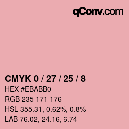 カラーコード: CMYK 0 / 27 / 25 / 8 | qconv.com