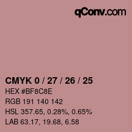 カラーコード: CMYK 0 / 27 / 26 / 25 | qconv.com