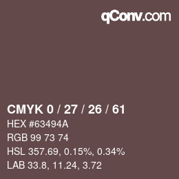 Color code: CMYK 0 / 27 / 26 / 61 | qconv.com