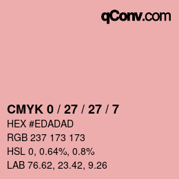 カラーコード: CMYK 0 / 27 / 27 / 7 | qconv.com
