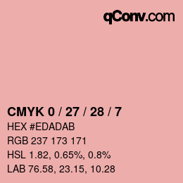 Farbcode: CMYK 0 / 27 / 28 / 7 | qconv.com