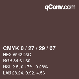 カラーコード: CMYK 0 / 27 / 29 / 67 | qconv.com