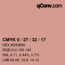 カラーコード: CMYK 0 / 27 / 32 / 17 | qconv.com