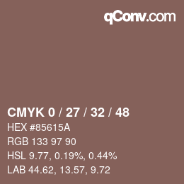 カラーコード: CMYK 0 / 27 / 32 / 48 | qconv.com