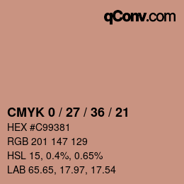 颜色代码: CMYK 0 / 27 / 36 / 21 | qconv.com