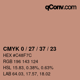 Farbcode: CMYK 0 / 27 / 37 / 23 | qconv.com