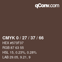 Farbcode: CMYK 0 / 27 / 37 / 66 | qconv.com