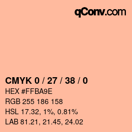 カラーコード: CMYK 0 / 27 / 38 / 0 | qconv.com