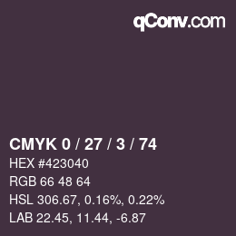 カラーコード: CMYK 0 / 27 / 3 / 74 | qconv.com