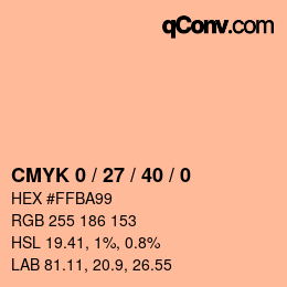 カラーコード: CMYK 0 / 27 / 40 / 0 | qconv.com