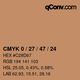 Farbcode: CMYK 0 / 27 / 47 / 24 | qconv.com