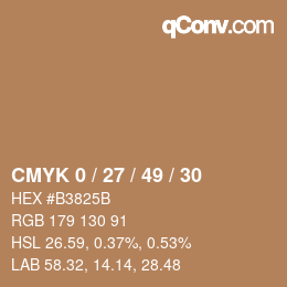 颜色代码: CMYK 0 / 27 / 49 / 30 | qconv.com