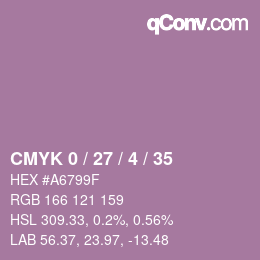 Farbcode: CMYK 0 / 27 / 4 / 35 | qconv.com