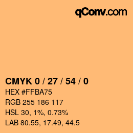 カラーコード: CMYK 0 / 27 / 54 / 0 | qconv.com