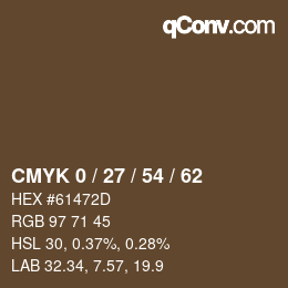 カラーコード: CMYK 0 / 27 / 54 / 62 | qconv.com