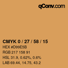 Farbcode: CMYK 0 / 27 / 58 / 15 | qconv.com