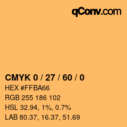 カラーコード: CMYK 0 / 27 / 60 / 0 | qconv.com