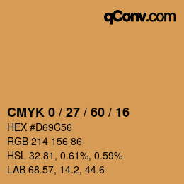 カラーコード: CMYK 0 / 27 / 60 / 16 | qconv.com