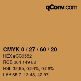 カラーコード: CMYK 0 / 27 / 60 / 20 | qconv.com