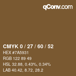 カラーコード: CMYK 0 / 27 / 60 / 52 | qconv.com