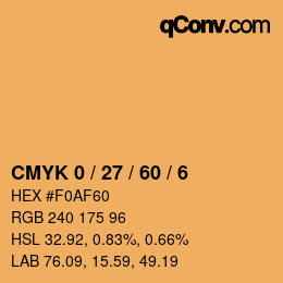 カラーコード: CMYK 0 / 27 / 60 / 6 | qconv.com