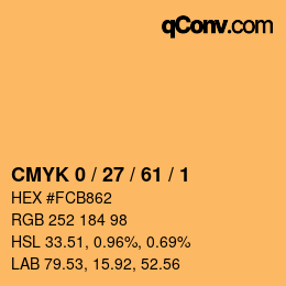 カラーコード: CMYK 0 / 27 / 61 / 1 | qconv.com