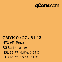 カラーコード: CMYK 0 / 27 / 61 / 3 | qconv.com
