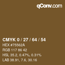 カラーコード: CMYK 0 / 27 / 64 / 54 | qconv.com
