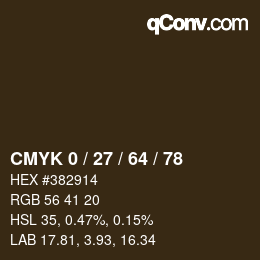 カラーコード: CMYK 0 / 27 / 64 / 78 | qconv.com
