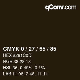 カラーコード: CMYK 0 / 27 / 65 / 85 | qconv.com