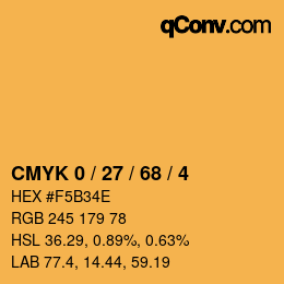 Color code: CMYK 0 / 27 / 68 / 4 | qconv.com