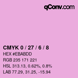 カラーコード: CMYK 0 / 27 / 6 / 8 | qconv.com