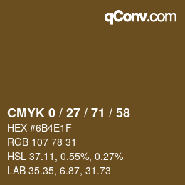カラーコード: CMYK 0 / 27 / 71 / 58 | qconv.com