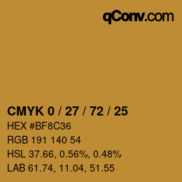 Código de color: CMYK 0 / 27 / 72 / 25 | qconv.com