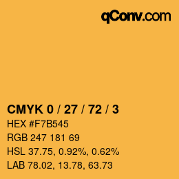 Color code: CMYK 0 / 27 / 72 / 3 | qconv.com