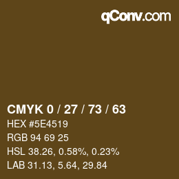 カラーコード: CMYK 0 / 27 / 73 / 63 | qconv.com