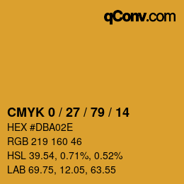 カラーコード: CMYK 0 / 27 / 79 / 14 | qconv.com