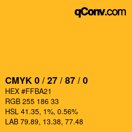 カラーコード: CMYK 0 / 27 / 87 / 0 | qconv.com