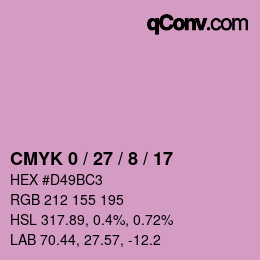 カラーコード: CMYK 0 / 27 / 8 / 17 | qconv.com