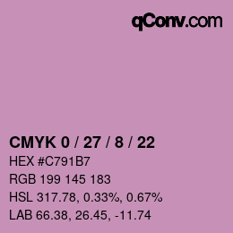 カラーコード: CMYK 0 / 27 / 8 / 22 | qconv.com