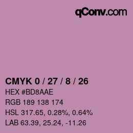 カラーコード: CMYK 0 / 27 / 8 / 26 | qconv.com